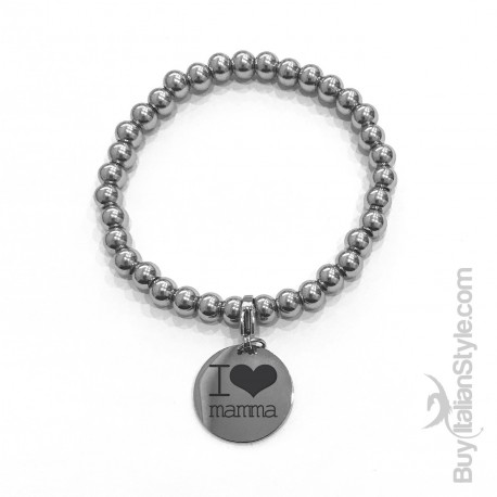 Braccialetto stile tiffany con charm "I LOVE MAMMA"