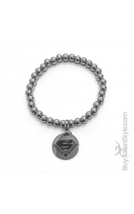 Braccialetto stile tiffany con charm "SUPER MAMMA"