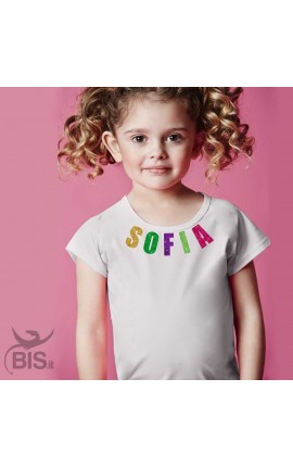 T-shirt bimba manica corta LETTERE GLITTER