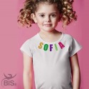 T-shirt bimba manica corta LETTERE GLITTER