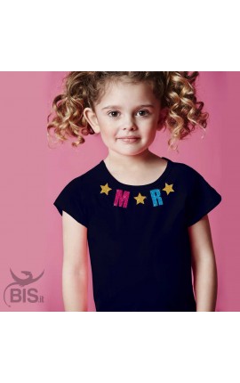 T-shirt bimba manica corta LETTERE GLITTER