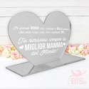 Targhetta a cuore in plexiglass "Miglior mamma del mondo"