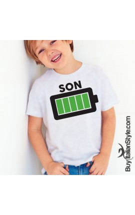 T-shirt bimbo/a "Batteria carica" figlio/a