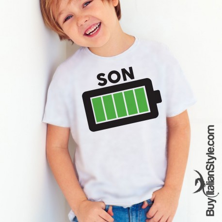 T-shirt bimbo/a "Batteria carica" figlio/a