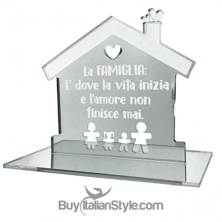 Casetta in plexiglass specchiato personalizzabile "frase e omini"