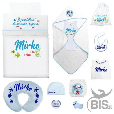Personalized Summer Layette "Baby Fish" Baby boy gift