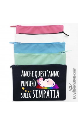 Pochette tela UNICORNO "Anche quest'anno punterò sulla simpatia!"