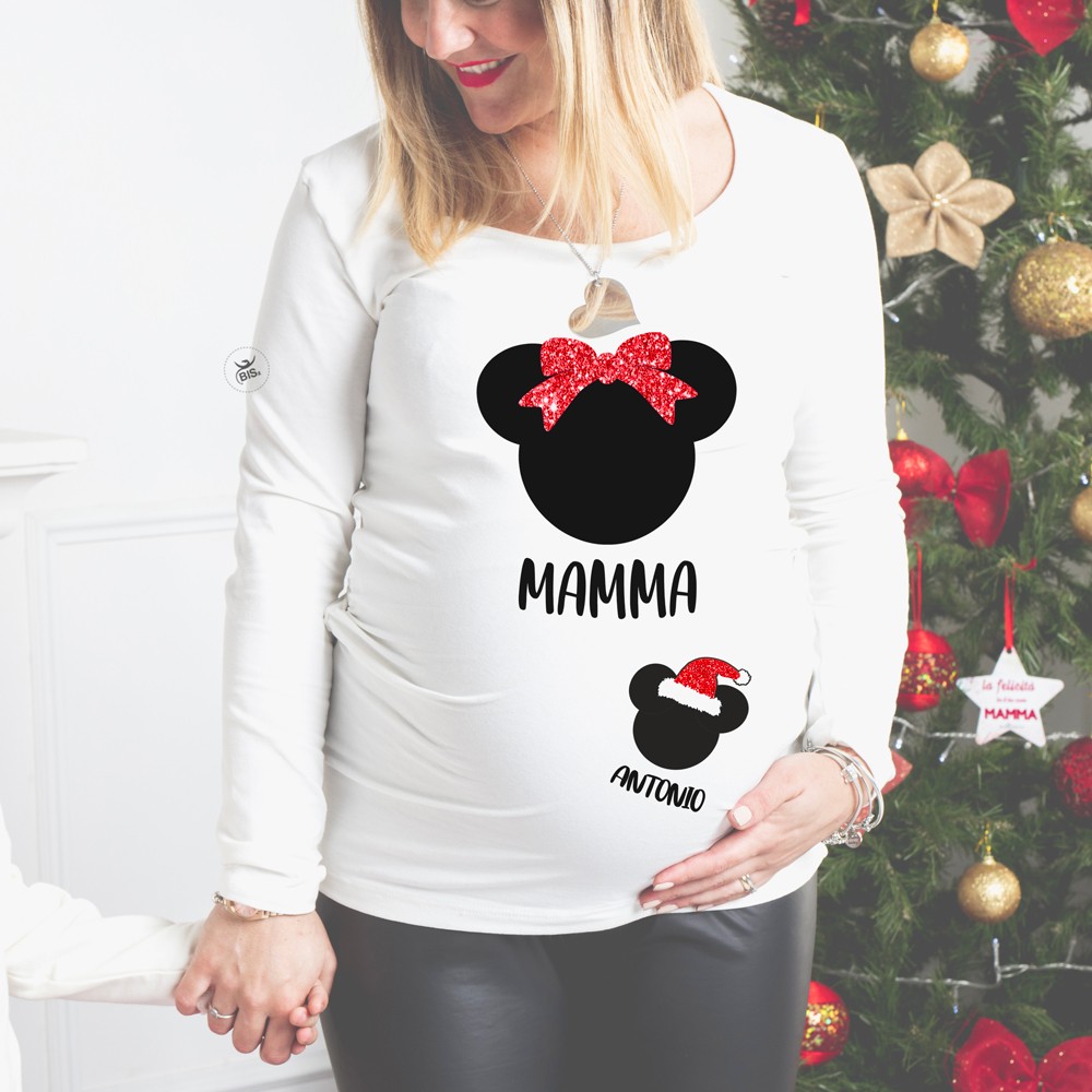 Maglietta T Shirt Premaman Natalizie Maglie Natale Premaman T